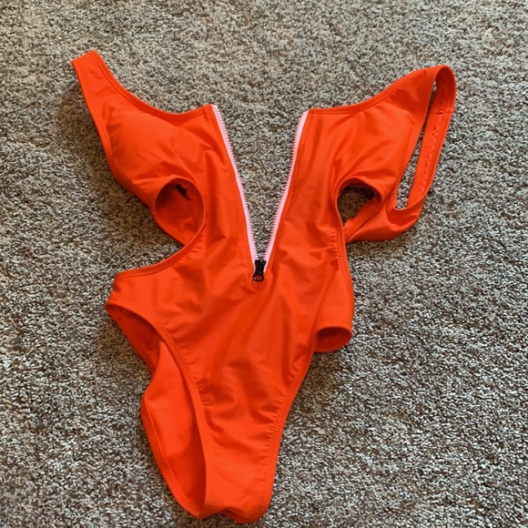 One Piece Zip Front Bathing Suit - Picture 3 of 8